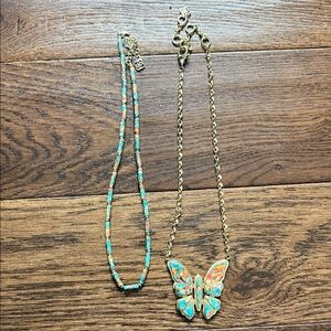 Kendra Scott Butterfly Pendant Necklace Set - Gold and Turquoise